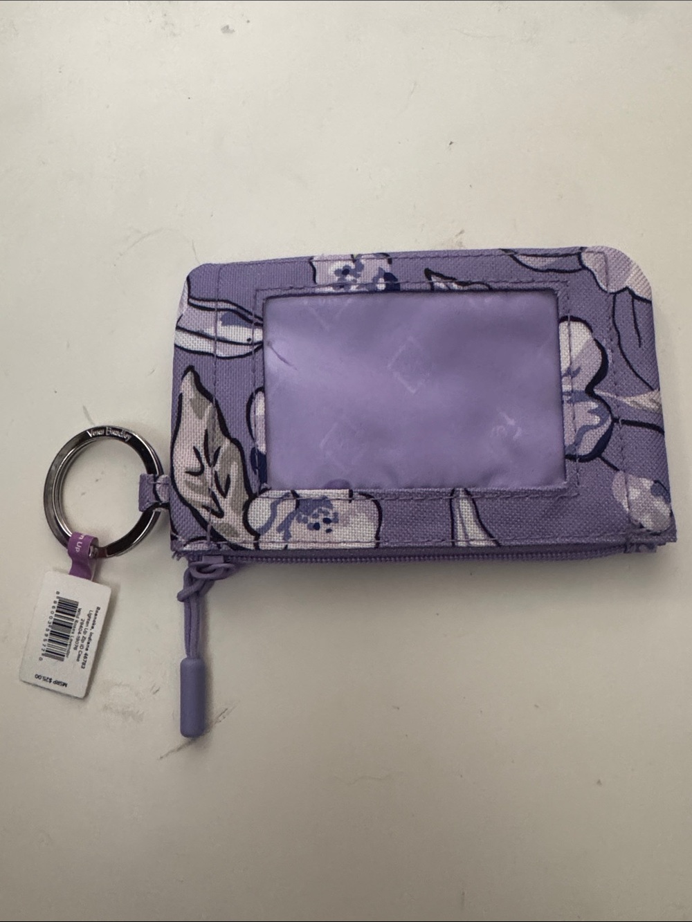 Vera Bradley Floral Lavender ID Wallet Keychain